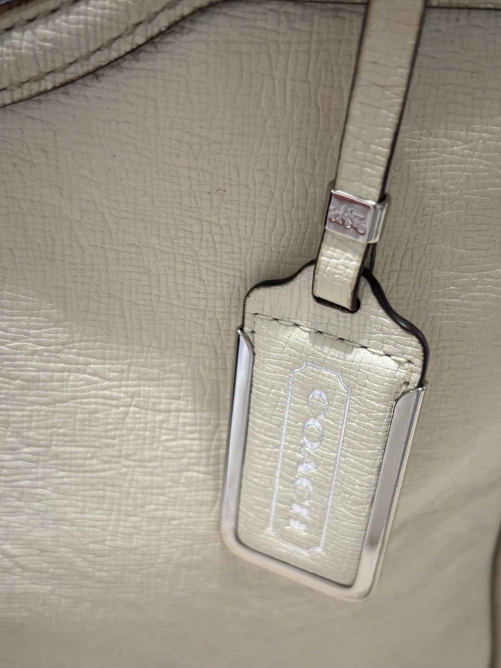 Coach Madison Caroline Satchel Cream Pebbled Leather Bag - Picture 7 of 12